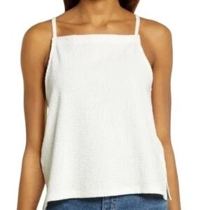 Madewell White Seersucker Apron Tank- Size M